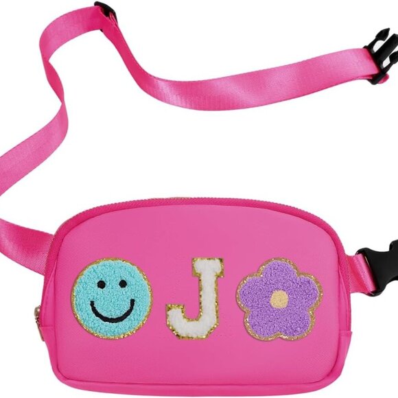 Personalized Pink Fanny Pack for Girls - Stylish Preppy Belt Bag (J Initial) - Picture 1 of 7